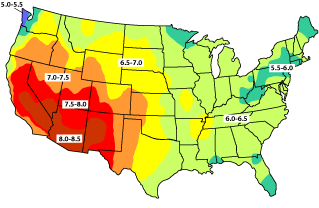 Map of the solar radiation striking the earth.