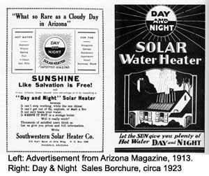 Picture of advertisement for Solar water systems 1920s - http://www.fsec.ucf.edu/Ed/sm3/ch1-general/timeline.htm